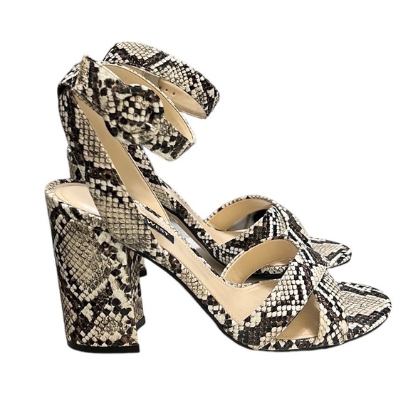Nine West Nikki Block Heel Sandals Snake Print Size 8.5 - Picture 1 of 10